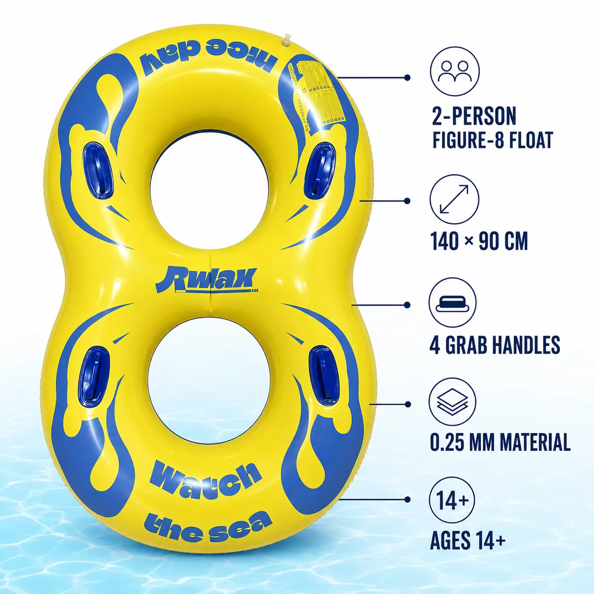 2-person figure-8 pool float size and product features