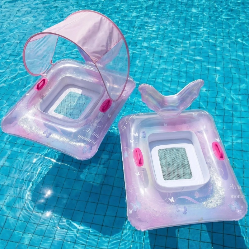 Transparent Unicorn Pool Lounge with Mesh Seat & Optional Canopy - Image 3