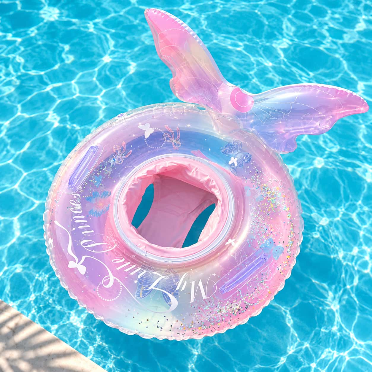 Kids Butterfly Inflatable Pool Float with Seat, Cute Summer Swimming Ring - Image 2