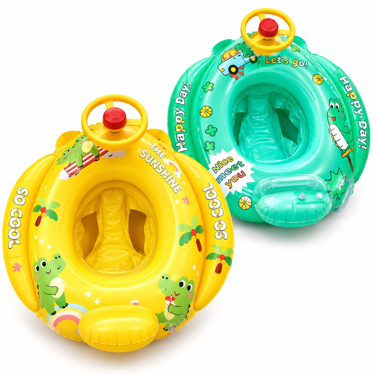 Inflatable Pool Float with Steering Wheel & Seat – Cartoon Design