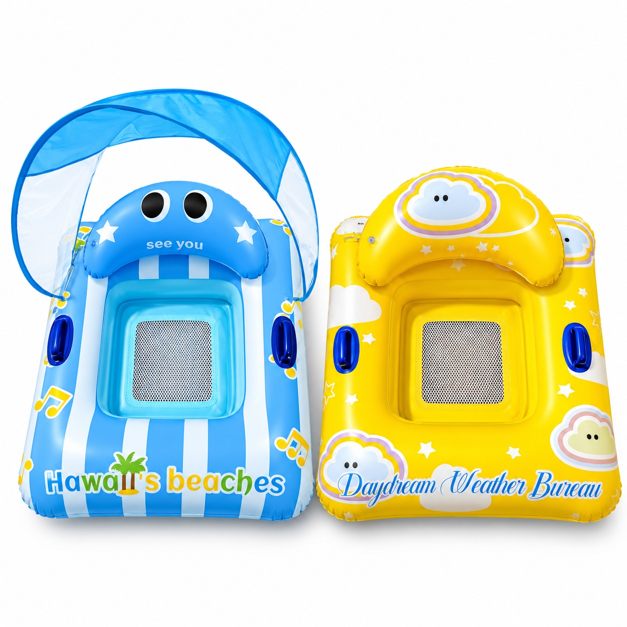 Inflatable Pool Lounge with Mesh Seat & Optional Canopy