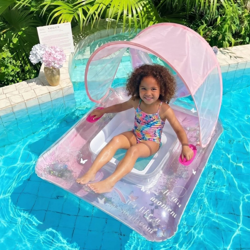 Transparent Unicorn Pool Lounge with Mesh Seat & Optional Canopy - Image 4