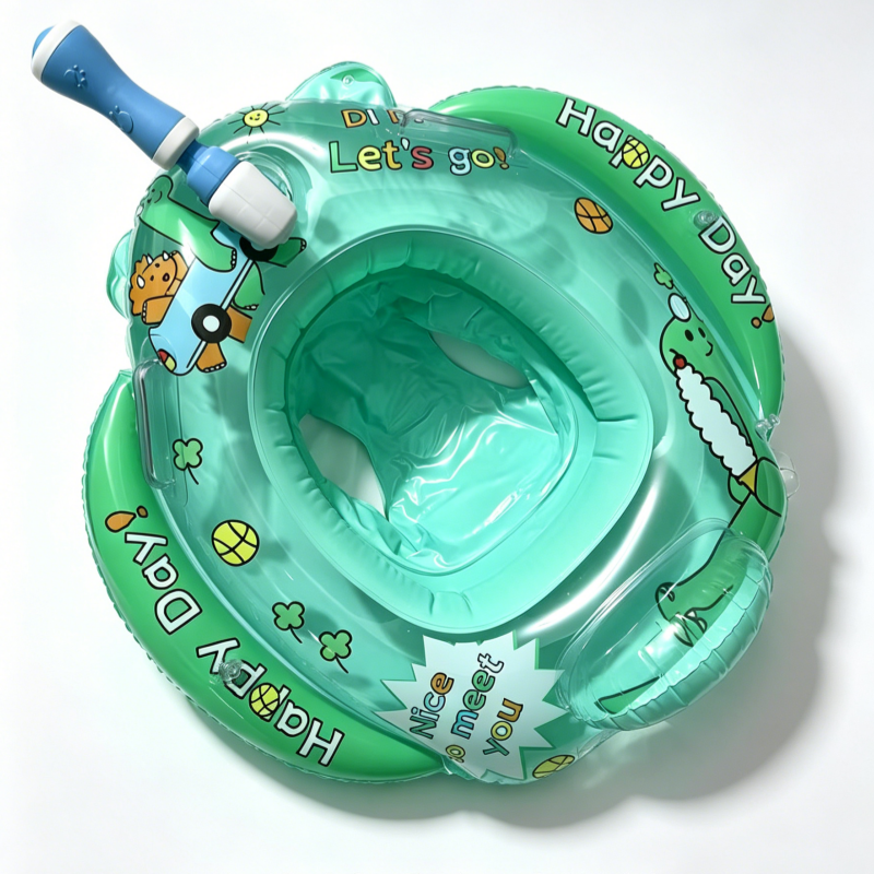 Inflatable Pool Float with Water Gun & Seat – Green Cartoon Design - Image 3