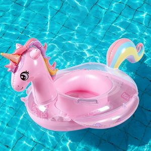 Inflatable Unicorn Pool Float with Seat – Pink Rainbow Design